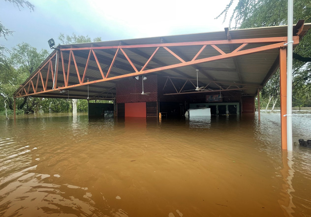 The Mornington Wilderness Camp restaurant building was inundated in January as water backed up from the Martuwarra-Fitzroy River, causing major damage to infrastructure.