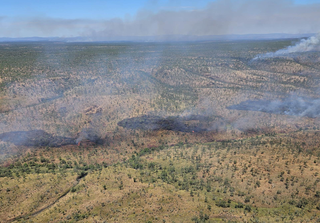Dry season aerial burn over Charnley River-Artesian Range Wildlife Sanctuary.